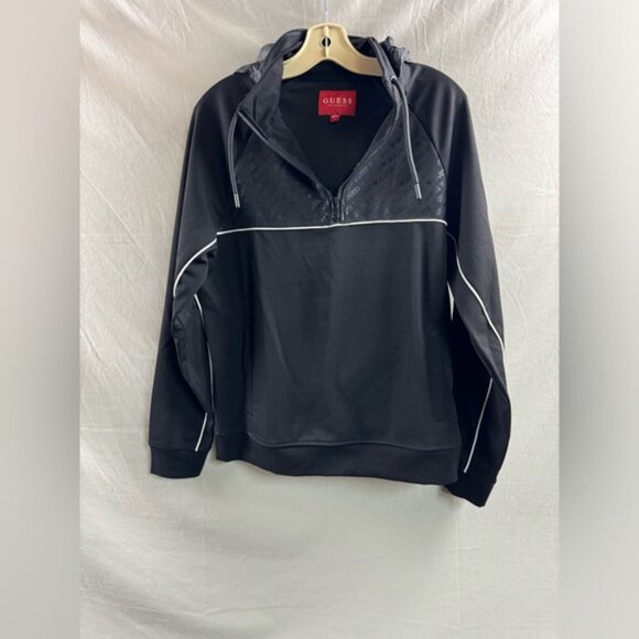 Mens Guess 1/4 Zip Pullover With Hoddie - Picture 4 of 6